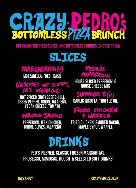 the crazy pedro youtube|crazy pedro's bottomless brunch menu.